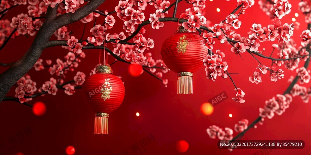 紅梅掛燈迎新春