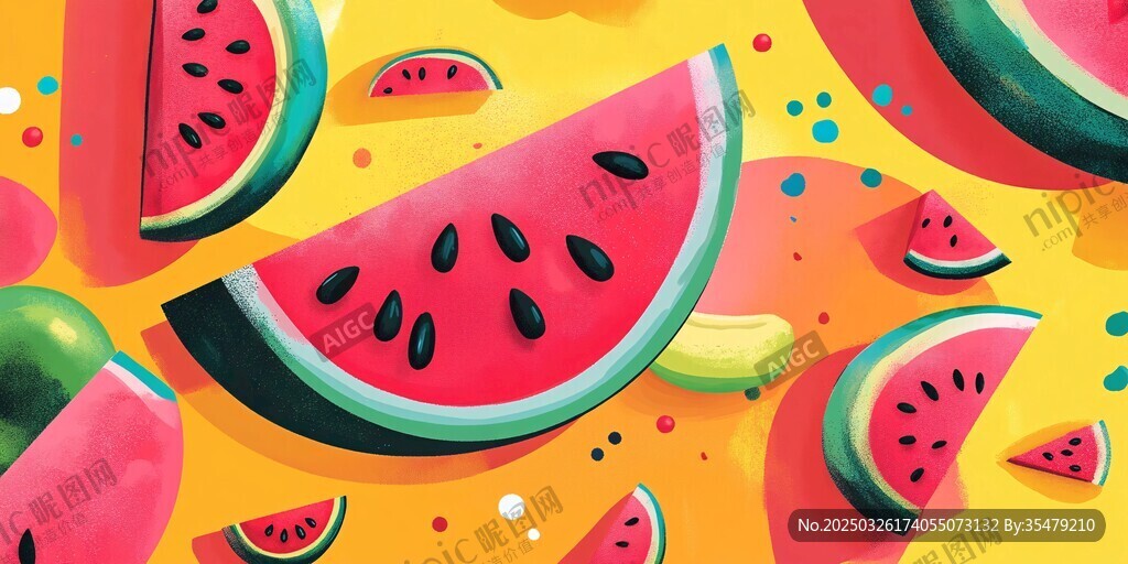 繽紛西瓜插畫 夏日清涼感