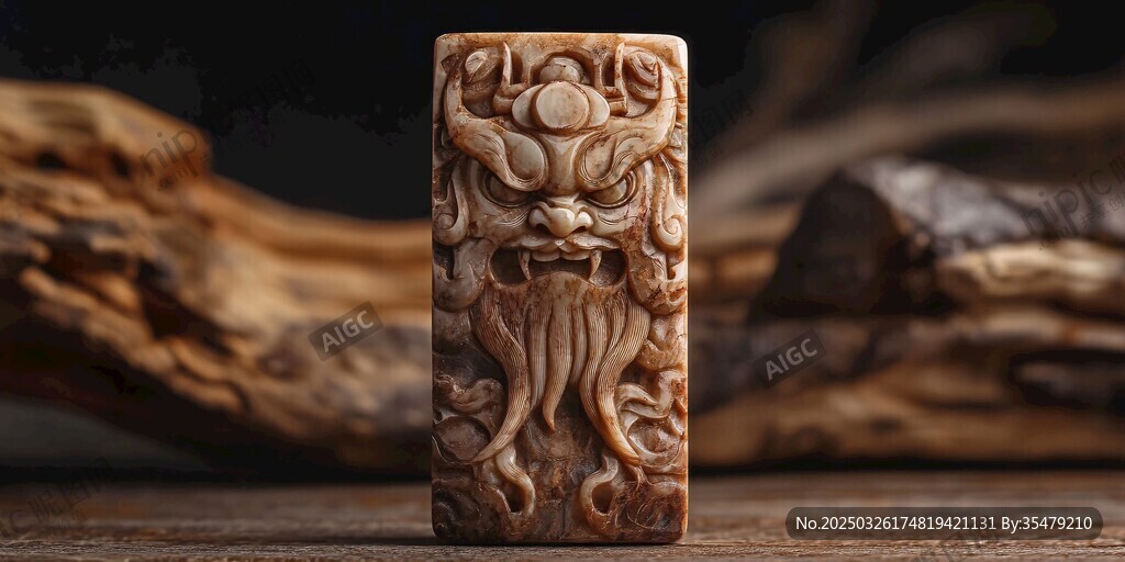 獸面紋木雕掛件