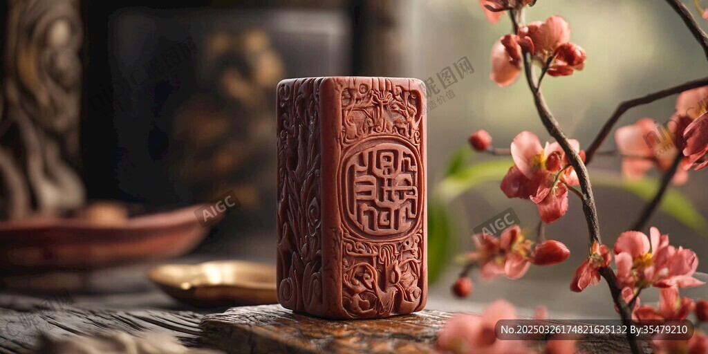 古典雕刻香盒 春花相伴