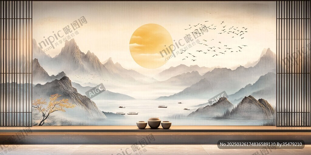 中式山水意境茶室風(fēng)光