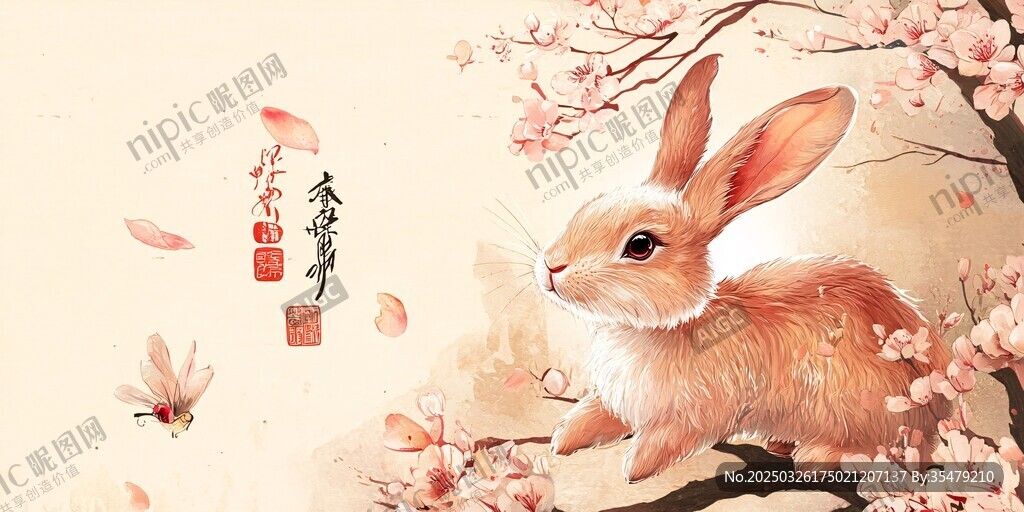 春日萌兔賞繁花