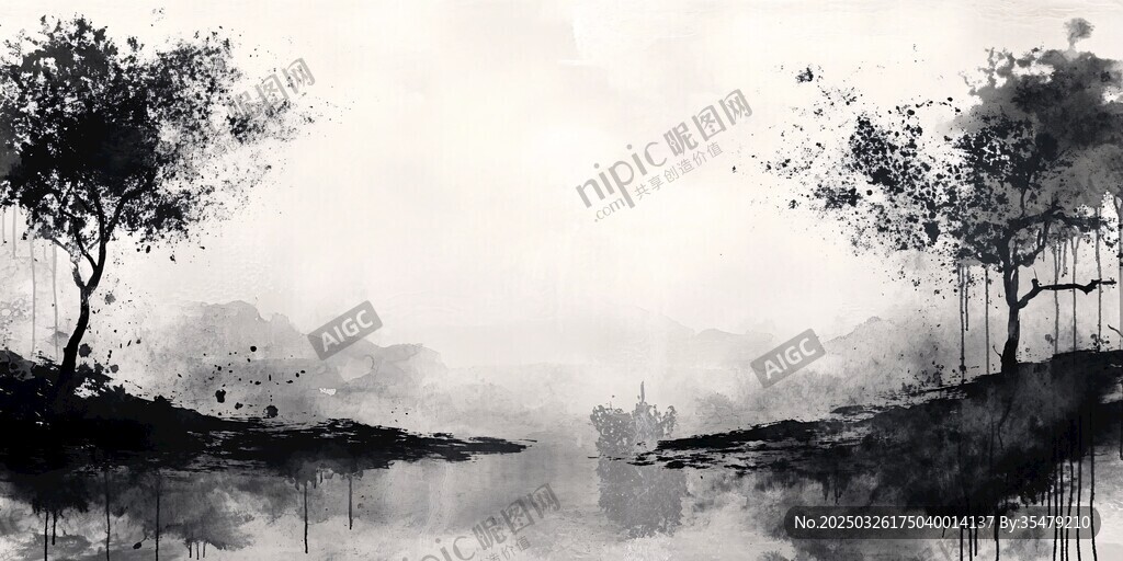 水墨意境山水風(fēng)景圖
