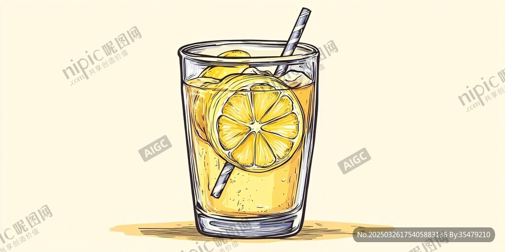 手繪檸檬飲品插畫