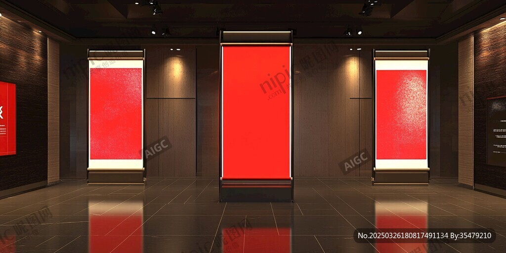 展廳紅色展示屏空間場(chǎng)景