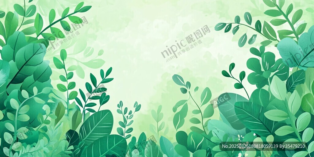 清新綠葉背景圖