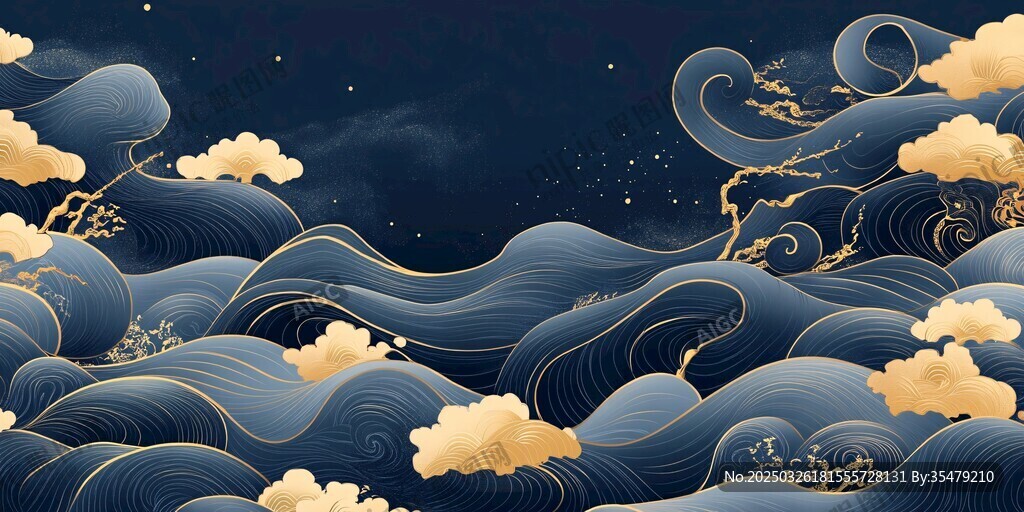 中式云海星空夢幻插畫