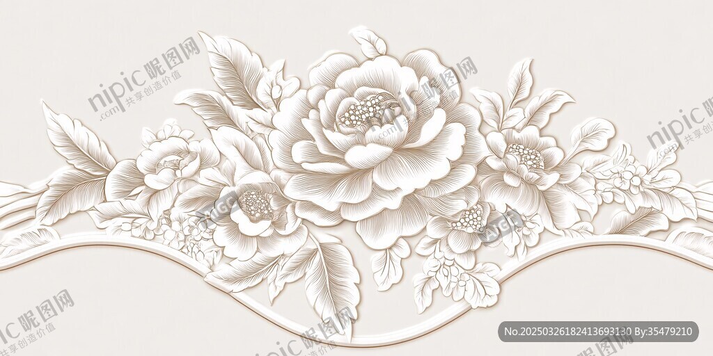 立體浮雕花卉裝飾圖案