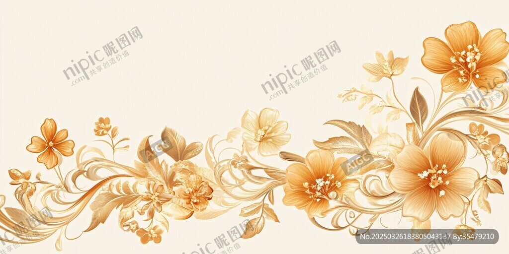 金色花卉裝飾圖案