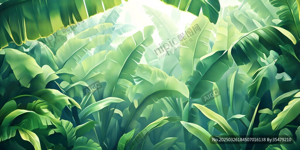 陽光照耀下的熱帶植物景觀