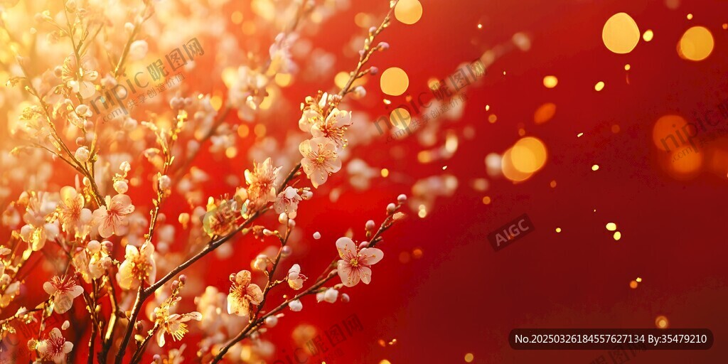 紅梅綻放映紅韻