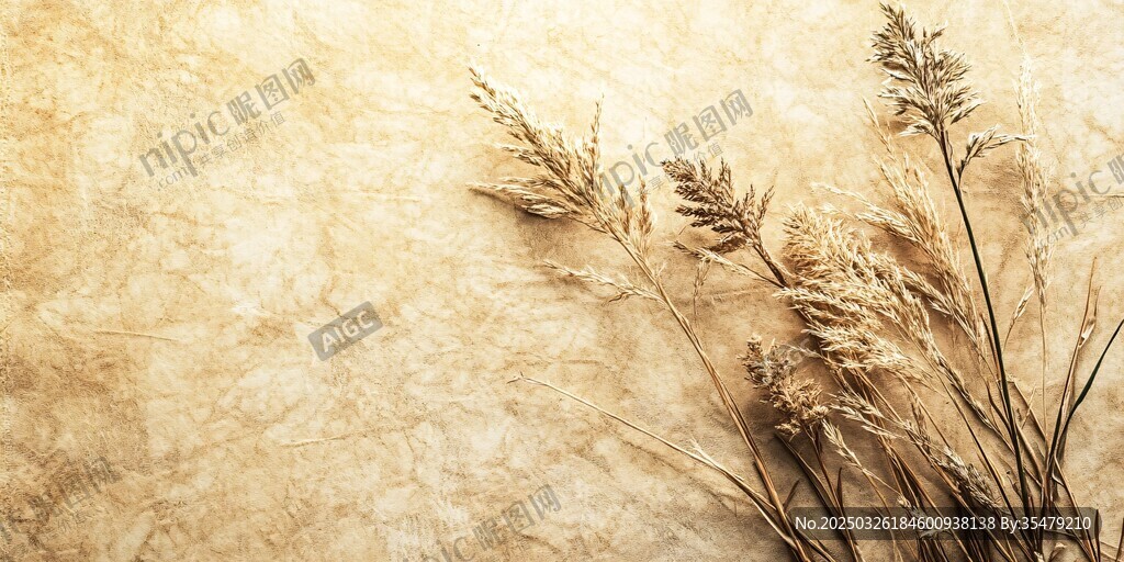 干枯草枝置于復(fù)古背景上