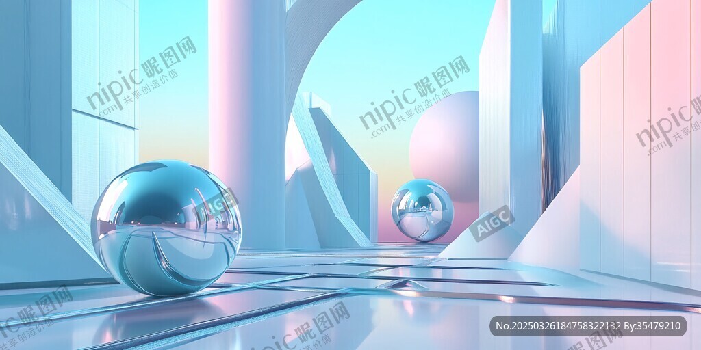 夢(mèng)幻幾何空間中的金屬球體