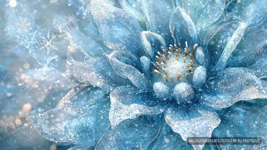 夢(mèng)幻冰雪花朵特寫(xiě)