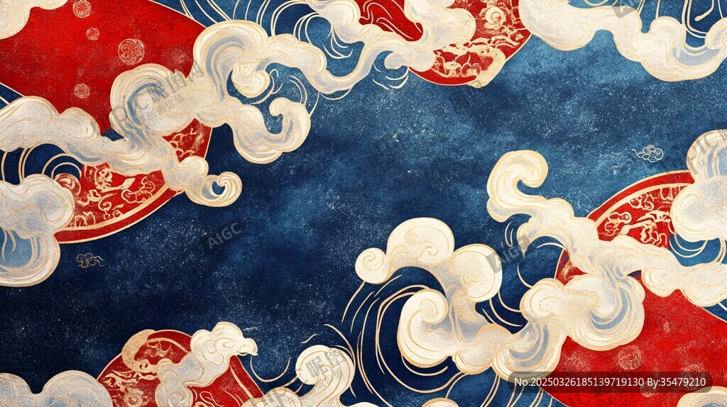 中式云紋海浪傳統圖案