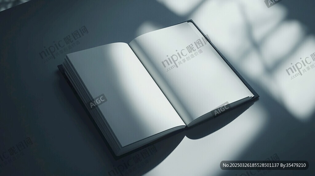 翻開的書沐浴在光影中