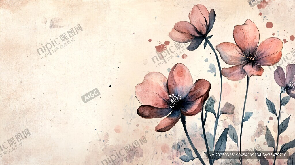 水彩花卉背景圖