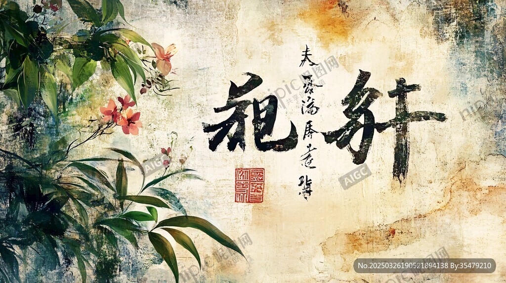 中式書法花卉裝飾畫
