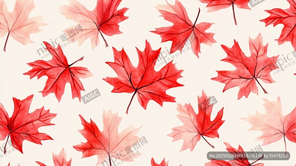 紅楓葉無縫圖案背景