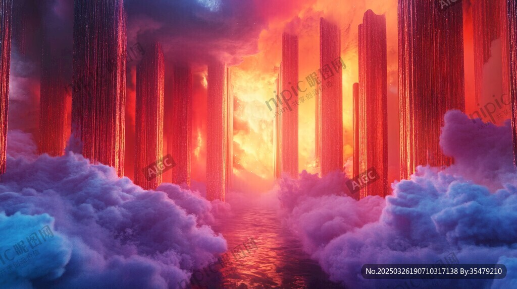 夢(mèng)幻云端中的神秘光柱