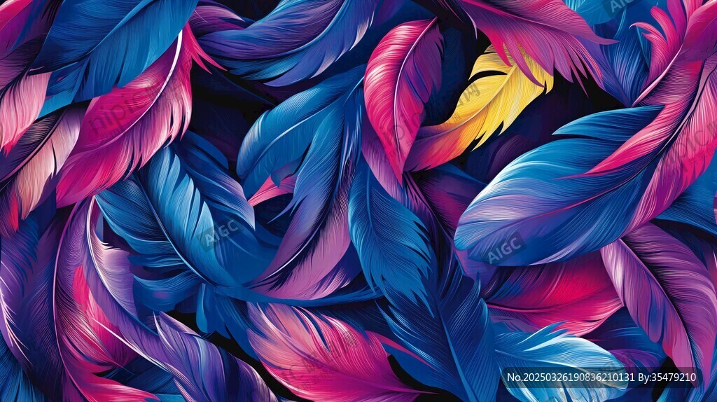 夢幻多彩羽毛背景圖案