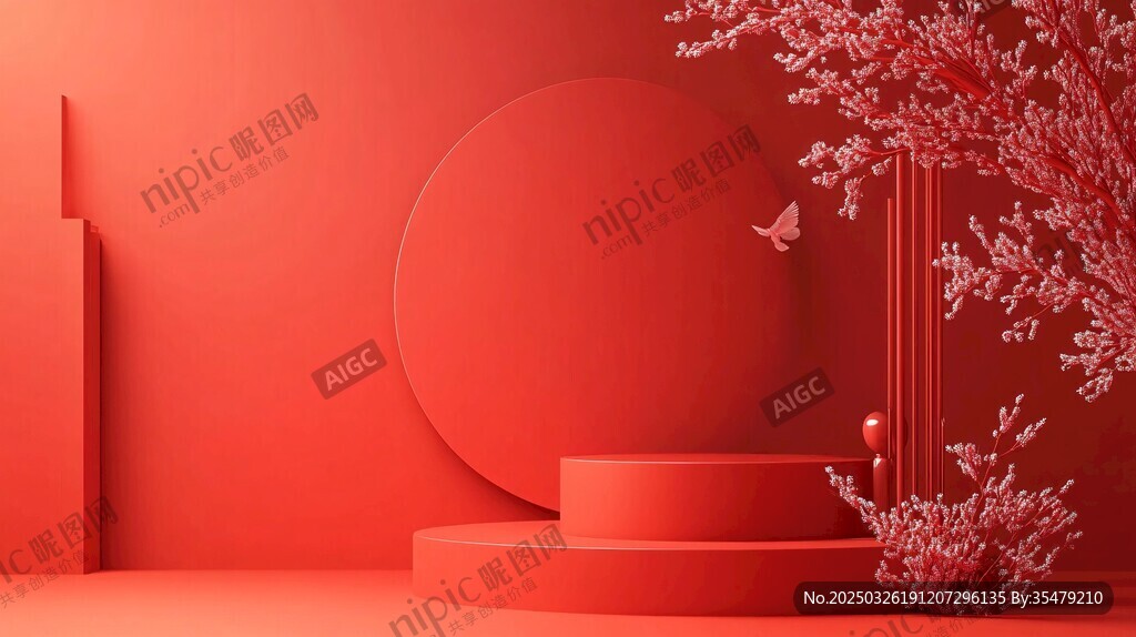 紅色簡(jiǎn)約場(chǎng)景展示臺(tái)背景