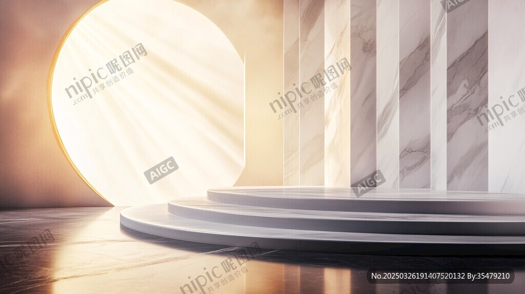 大理石舞臺(tái)與光影夢(mèng)幻場景