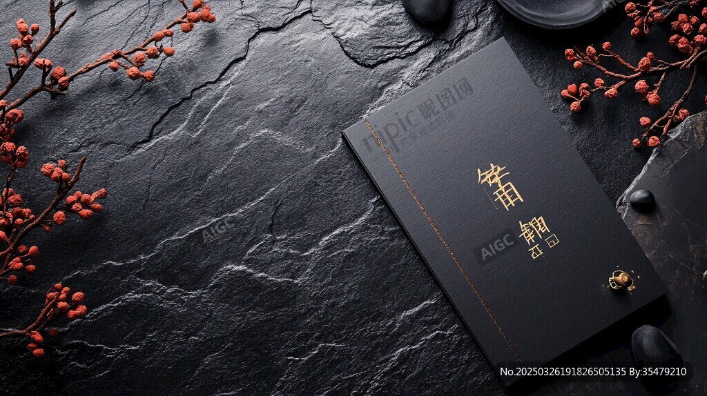 中式黑皮輔冊擺拍靜物圖