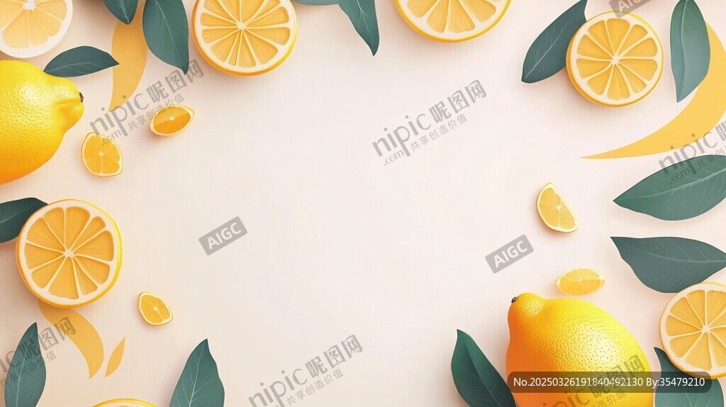 檸檬環(huán)繞的清新水果畫面