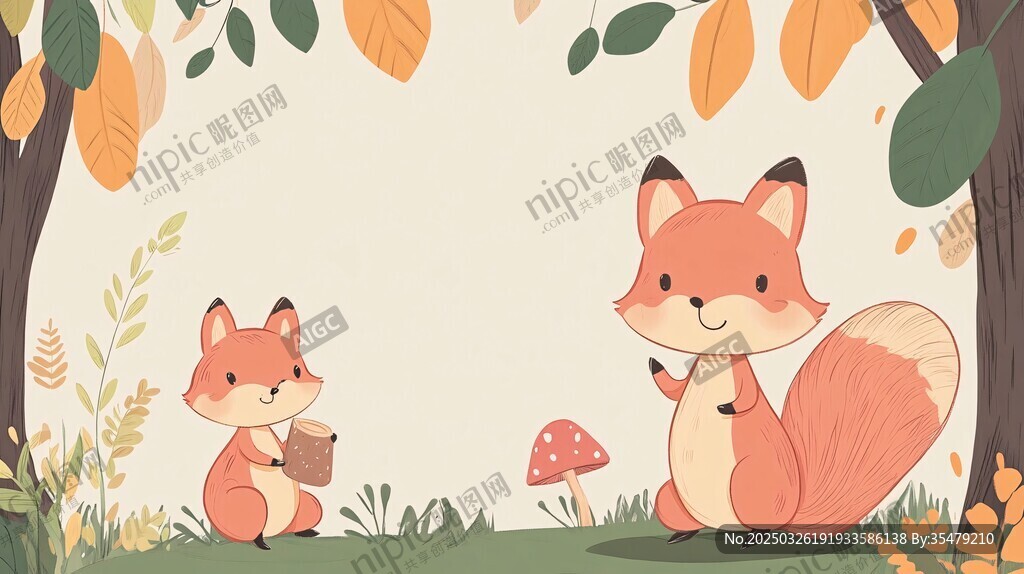 秋日雙狐的溫馨森林時(shí)刻