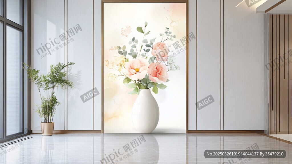 室內(nèi)唯美花卉裝飾畫場景