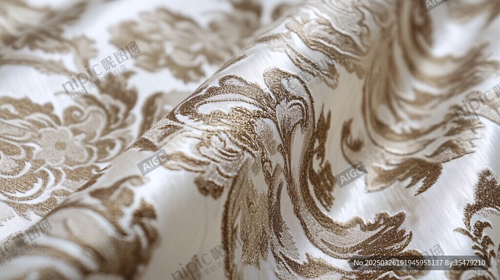 奢華金色花紋精美刺繡布料