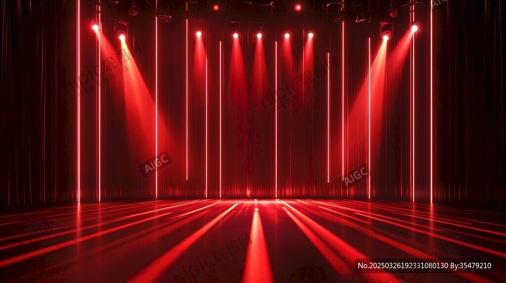 紅色舞臺燈光特效場景