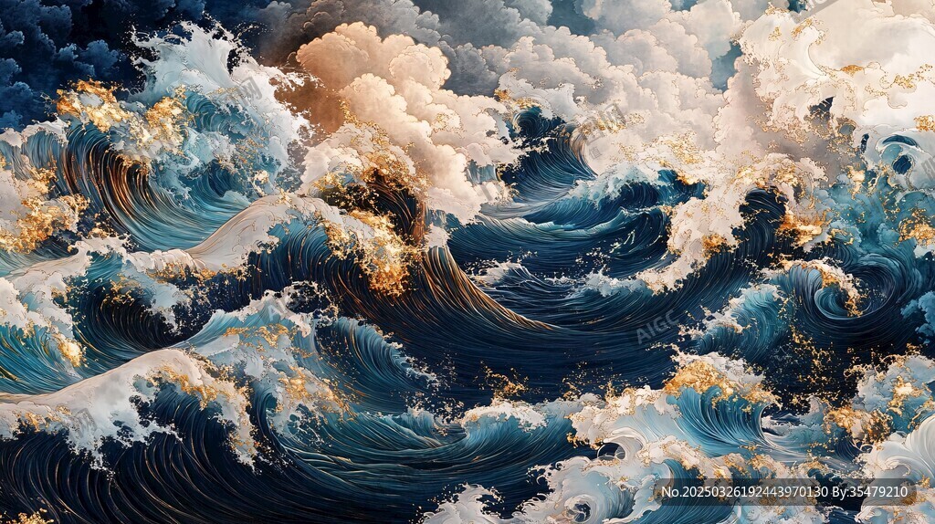 夢幻波濤洶涌的壯麗海洋景觀