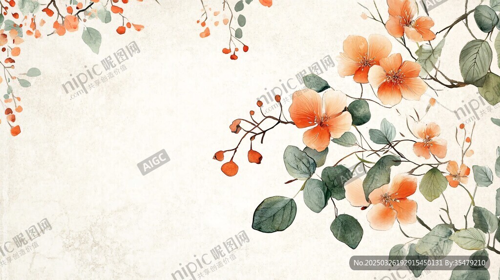 中式花卉背景圖