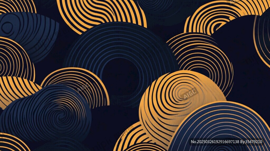 黑金旋渦抽象幾何圖案