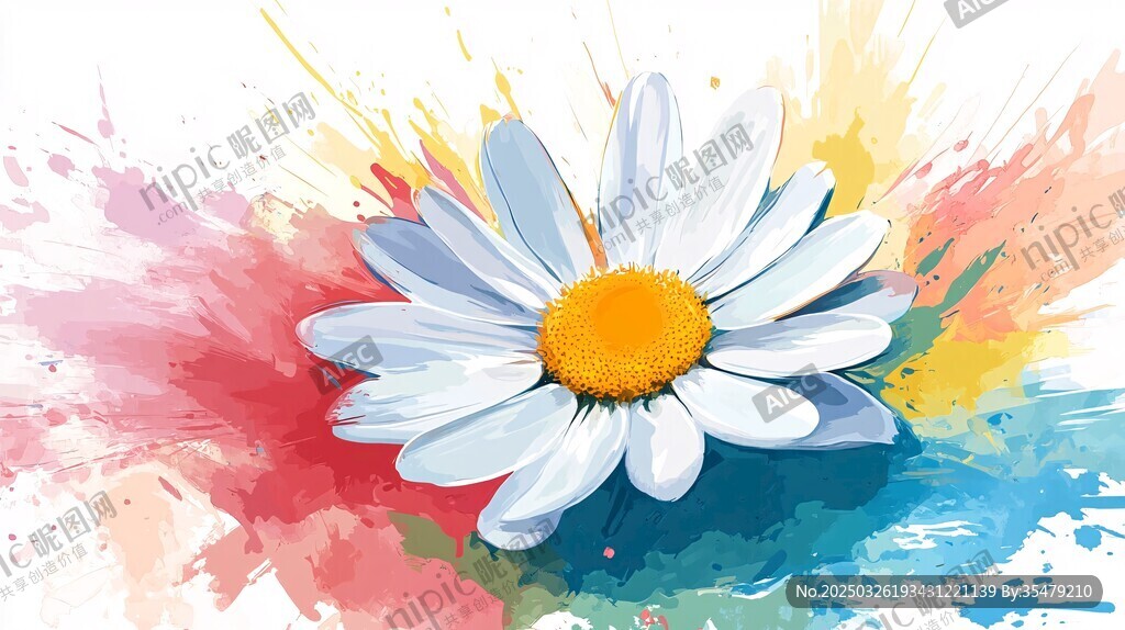 水彩雛菊 絢麗色彩中的綻放