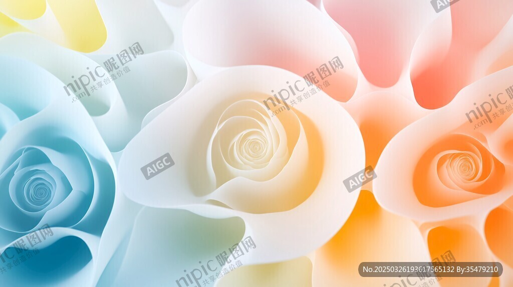 夢(mèng)幻多彩紙藝玫瑰花綻放