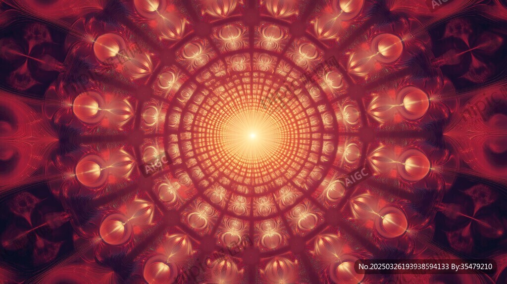 夢幻紅色分形藝術圖案
