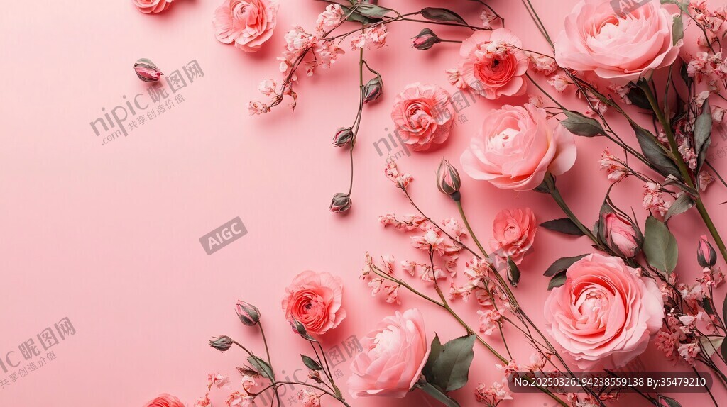 粉色玫瑰浪漫花卉背景