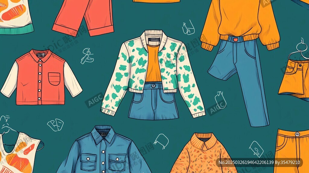 多樣時(shí)尚服裝插畫展示