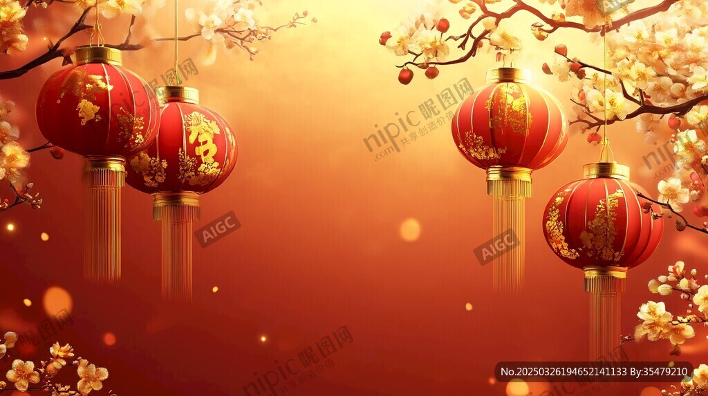 喜慶紅燈籠賀新春佳節(jié)