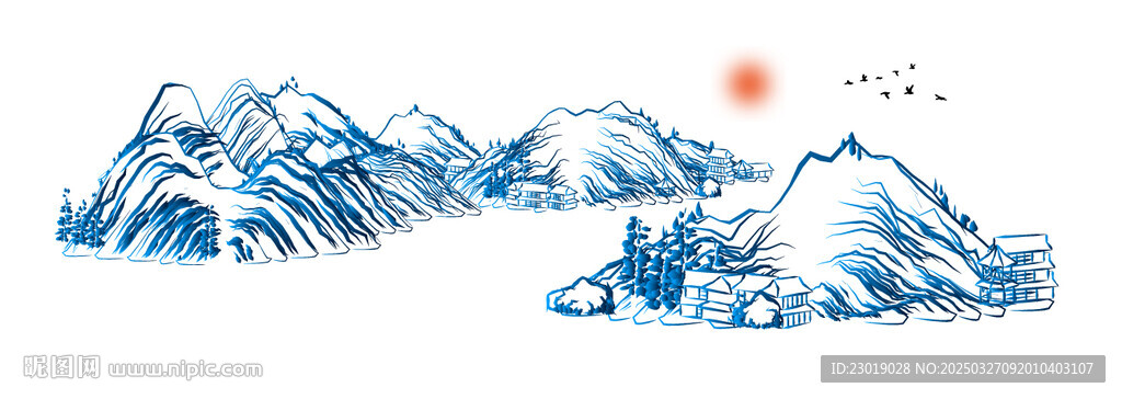 線條山脈畫作