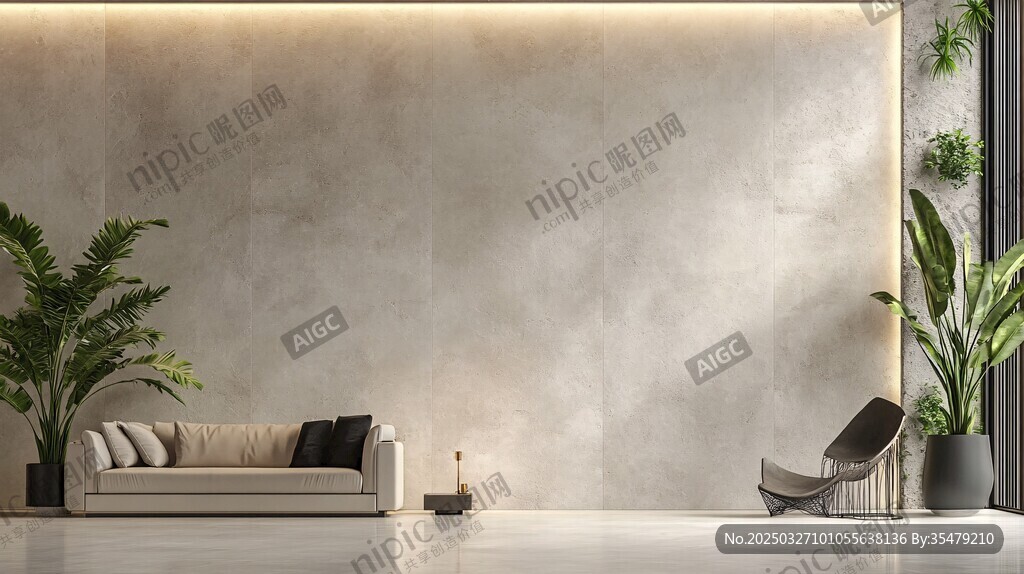 簡(jiǎn)約客廳綠植沙發(fā)溫馨場(chǎng)景