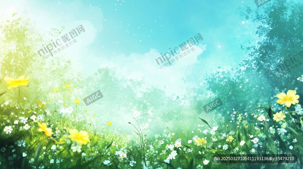 春日爛漫花海清新風(fēng)景