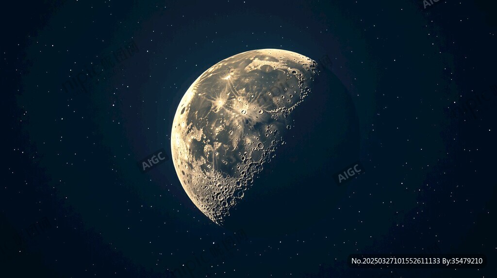 夜空中的半月