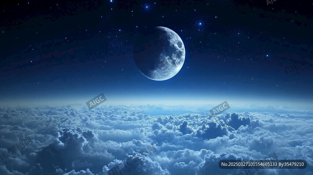 夜空中高懸的夢(mèng)幻半月