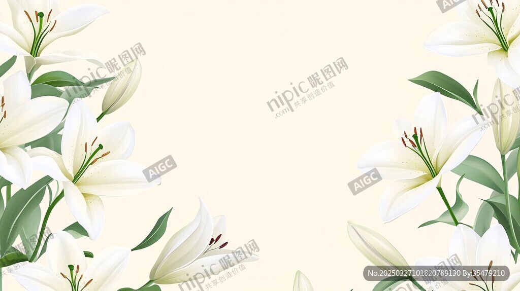 白色百合花淡雅背景圖