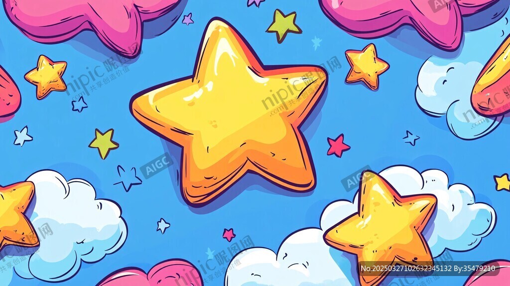 夢幻星星云朵卡通圖案