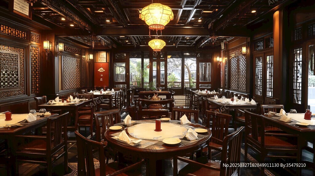 中式典雅餐廳內(nèi)景布置